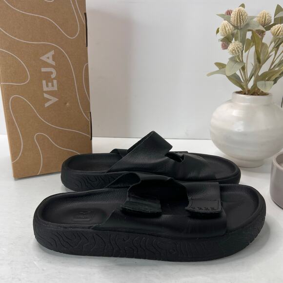 Veja Etna O.T. Leather Hook & Loop Sandal Black Women's 8M/Men's 6/EU 39 - Picture 4 of 10